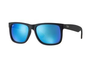 RAY BAN Justin with Black Frame and Blue Mirror Lenses