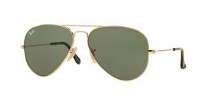 Ray-Ban Aviator Large Metal RB3025 Sunglasses, Gold Frame, Dark Green Lenses, RB3025 181-58