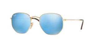 Ray-Ban RB3548N Sunglasses 001/9O-51 - Gold Frame, Light Blue Flash Lenses