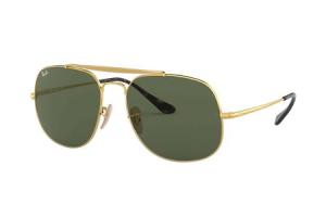 RAY BAN The General Sunglasses with Gold Frame and Green Classic G-15 Lenses