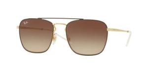 Ray-Ban RB3588 Sunglasses - Men's, Gold Top On Brown Frame, Brown Gradient Dark Brown Lenses, 905513-55
