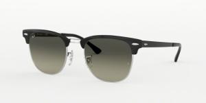 Ray-Ban RB3716 Clubmaster Metal Sunglasses, Silver Top Black Frame, Light Grey Gradient Dark Grey Lenses, 900471-51