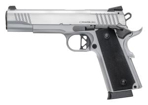 Chiappa Firearms CHIAPPA 1911 SUPERIOR GRADE PISTOL 45 AUTO 5IN BARREL 8RD CHROME COMBAT HAMMER/TRIGGER FIBER OPTIC SIGHTS WITH RMR & RMSC ADAPTERS DIAMOND CHK WALNUT GRIPS 2-8 RD MAG 440.234