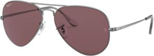 Ray-Ban RB3689 Aviator Sunglasses - Men's, Gunmetal, 58mm, Purple Lens, RB3689-004-AF-58