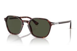 PERSOL PO3256S Sunglasses with Havana Frames and Green Lenses