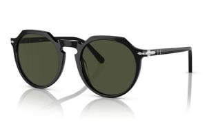 PERSOL PO3281S Sunglasses with Black Frames and Green Lenses
