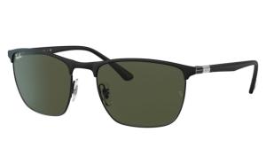 Ray-Ban RB3686 Sunglasses, Matte Black On Black Frame, Green Lens, 57, RB3686-186-31-57