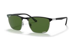 RAY BAN RB3686 Chromance Sunglasses with Black on Silver Frame and Green Lenses