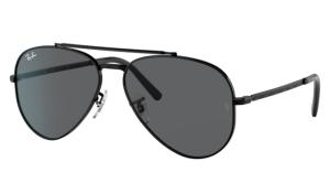Ray-Ban RB3625 New Aviator Sunglasses, Black Frame, Dark Grey Lens, 55, RB3625-002-B1-55