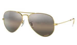 Ray-Ban Aviator Large Metal RB3025 Sunglasses, Legend Gold Frame, Silver/Grey Chromance Lens, Polarized, 58, RB3025-9196G3-58