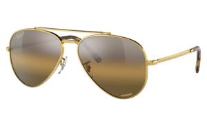 Ray-Ban RB3625 New Aviator Sunglasses, Legend Gold Frame, Silver/Brown Chromance Lens, Polarized, 58, RB3625-9196G5-58