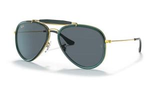 RAY BAN Outdoorsman Sunglasses with Blue and Legend Gold Frame and Blue Lenses