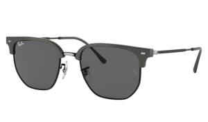 Ray-Ban RB4416 New Clubmaster Sunglasses, Grey On Black Frame, Dark Grey Lens, 51, RB4416-6653B1-51