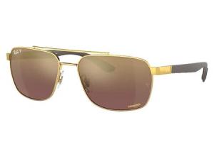 RAY BAN RB3701 Sunglasses with Gold and Matte Brown Frame and Purple/Gold Mirror Chromance Lenses