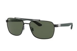 RAY BAN RB3701 Sunglasses with Black Frame and Green Lenses