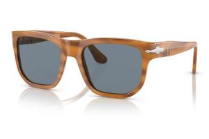 PERSOL PO3306S Sunglasses with Striped Brown Frames and Light Blue Lenses