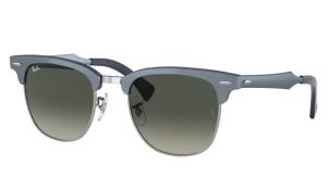 Ray-Ban RB3507 Clubmaster Aluminum Sunglasses, Brushed Blue On Silver Frame, Grey Gradient Lens, 51, RB3507-924871-51