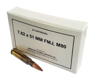 Armscor Ammunition - 7.62Nato - M80 - 147 Grain FMJ - 20 Rounds