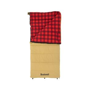Bushnell 30F Rectangular Canvas Sleeping Bag, Tan/Red, 50069