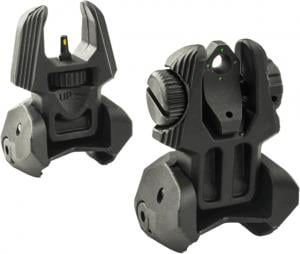 Meprolight MEPRO FRBS - Self-Illuminated Flip Back-Up Rifle Sights, 4 Dot Rear / Orange Hyper Bright Front, Black, 403240