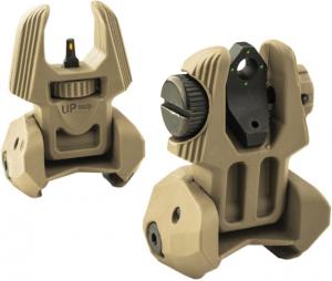 Meprolight MEPRO FRBS - Self-Illuminated Flip Back-Up Rifle Sights, 4 Dot Rear / Orange Hyper Bright Front, Desert, 403440