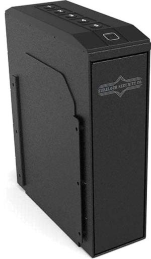 Surelock Security QuickTouch Handgun Slide Vault Digital Gun Safe w/ Bioscanner, Quiet Access, 5-digit code, Heavy Duty Steel, Black, 3418976