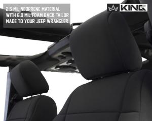 King 4WD Seat Covers, Jeep Wrangler JK 2 Door 2008 - 2012, Neoprene, Black/Black, 11010301
