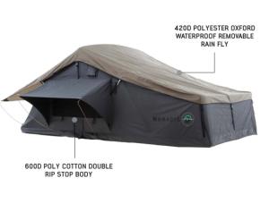 Overland Vehicle Systems Nomadic Extended Roof Top Tent w/ Green Rain Fly and Black Cover - 4+ Person, 4 Season, Dark Gray/Green, 18149936