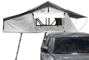 Overland Vehicle Systems Nomadic Extended 3 Person Roof Top Tent w/Annex, Rain Fly Black Cover Arctic, Dark Gray/White, 18031926