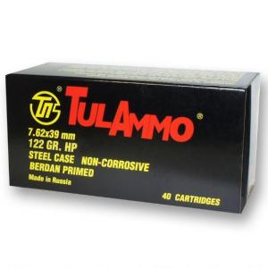 TulAmmo 7.62x39mm 122 Grain HP, 40 Rounds UL076212