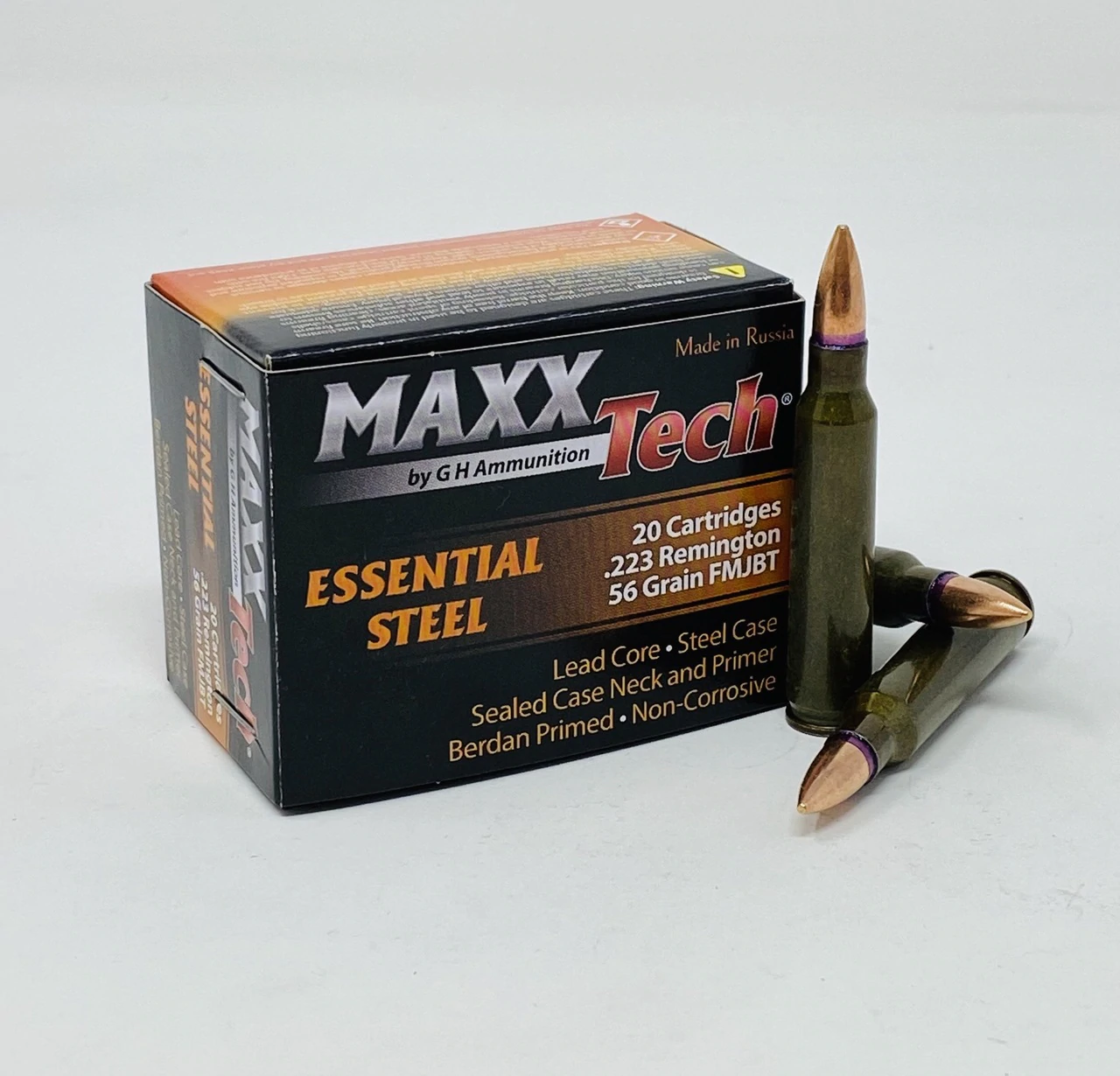 MAXX Tech .223 56gr FMJBT Steel Case