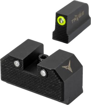 TRYBE Defense High Glow 3-Dot Tritium Night Sights for Glock 17/19/22/23/24/26/27/33/34/35/37/38/39/42/43 & SIG P320/P365, Mid, Black, 3DTS-MD