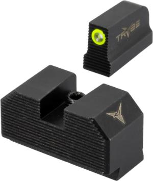 TRYBE Defense High Glow 1-Dot Tritium Night Sights for Glock 17/19/22/23/24/26/27/33/34/35/37/38/39/42/43 & SIG P320/P365, Mid, Black, 1DTS-MD
