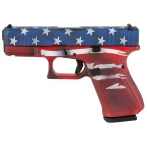 Glock 19 M.O.S. GEN 5 Semi-automatic Striker Fired Compact 9MM 4.02 in Red, Wht, Blu BW Flag Interchangeable 15 Rounds 3 Mags Fixed Sights PA195S204MOS Polymer Skydas Cerakote