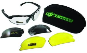 SSP Eyewear Chelan AST Shooting Glasses Kit, Black Frame, Amber, Clear And Smoked Anti-Fog Lenses, CHELAN AST KIT