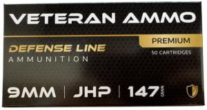 Veteran Ammo Range & Target Ammo - 9mm 147 Gr FMJ - 50 Per Box