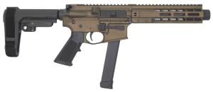 Brigade BM-9 Pistol 9mm Forged Receiver 9.5" Barrel SBA3 Tactical Brace 8" M-Lok Rail Mini Can Midnight Bronze