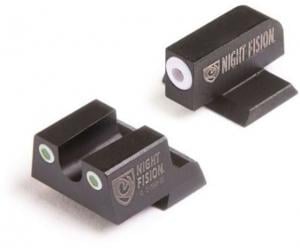 Night Fision Perfect Dot Night Sight Set w/Front, Square Rear, White Front w/Green Tritium, White Rear w/Green Tr, Fits Canik TP9SF ELITE/TP9SF/TP9SA, CNK-027-003-WGWG
