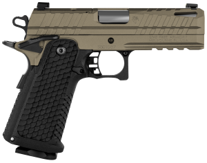 Live Free Armory, Apollo 11 Compact 9mm, 4.15" SS Ported Barrel, Elite Flat Dark Earth Cerakote Optic Cut/Serrated Stainless Steel Slide & Steel Frame w/Beavertail & Picatinny Rail, Textured Grip