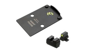 Night Fision Optic Plate + Backup Sight Combo, Yellow Front Night Sight with Black Rear, RMR/507C Optic Plate, Fits Sig P320 with Pro Cut SIG-OPBS-RMR-P320-YGZX