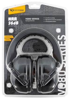Pyramex VGPM8011C Venture Gear V80 Muff 26 DB Over The Head Black Ear Cups With
