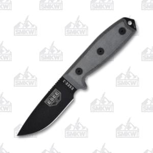 ESEE 3 Black 1095 Carbon Steel Blade Gray Micarta Handle Coyote Brown Sheath