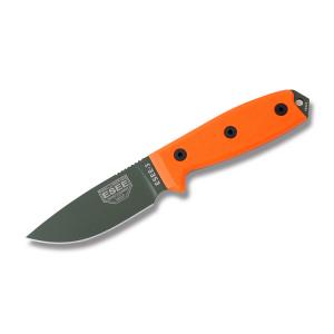 ESEE Knives ESEE-3 with Bright Orange Micarta Handles and OD Coated 1095 Carbon Steel 3.88" Drop Point Plain Edge Blade Model ESEE-3P-KO-OD
