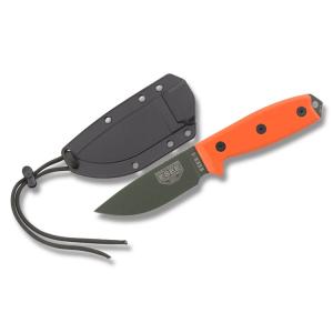 ESEE Knives ESEE-3 Orange Micarta Handle with Black Coated 1095 Carbon Steel 3.88” Drop Point Plain Edge Blade and Black Molded Sheath Model ESEE-3P-OD
