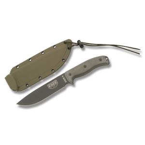 ESEE 6S OD Black Partially Serrated Blade OD Green Micarta Handles and Sheath