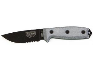 ESEE Knives ESEE-3 Fixed Blade Knife 3.88 Drop Point 1095 Carbon Steel Blade Micarta Handle - 643213"
