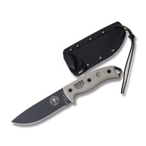 ESEE-5 Gunsmoke 1095 Carbon Steel Blade Tan Micarta Handle