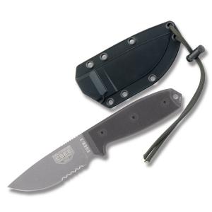 ESEE Knives ESEE-3 Black G-10 Handles with Gunsmoke Epoxy Powder Coated 3.5" Drop Point Partly Serrated Blade with Black Molded Plastic Sheath Model ESEE-3S-TG-B