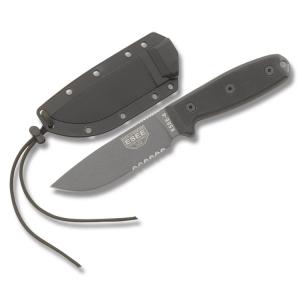 ESEE Knives ESEE-4 Gunsmoke 1095 Carbon Partially Serrated Blade G-10  Handles