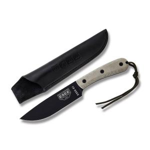 ESEE 6 Black 1095 Carbon Steel Blade Gray Micarta Handle Black Leather Sheath
